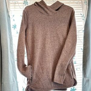 Old Navy Ladies cozy, grey hooded knit pullover. Size Medium. Fleece lined.